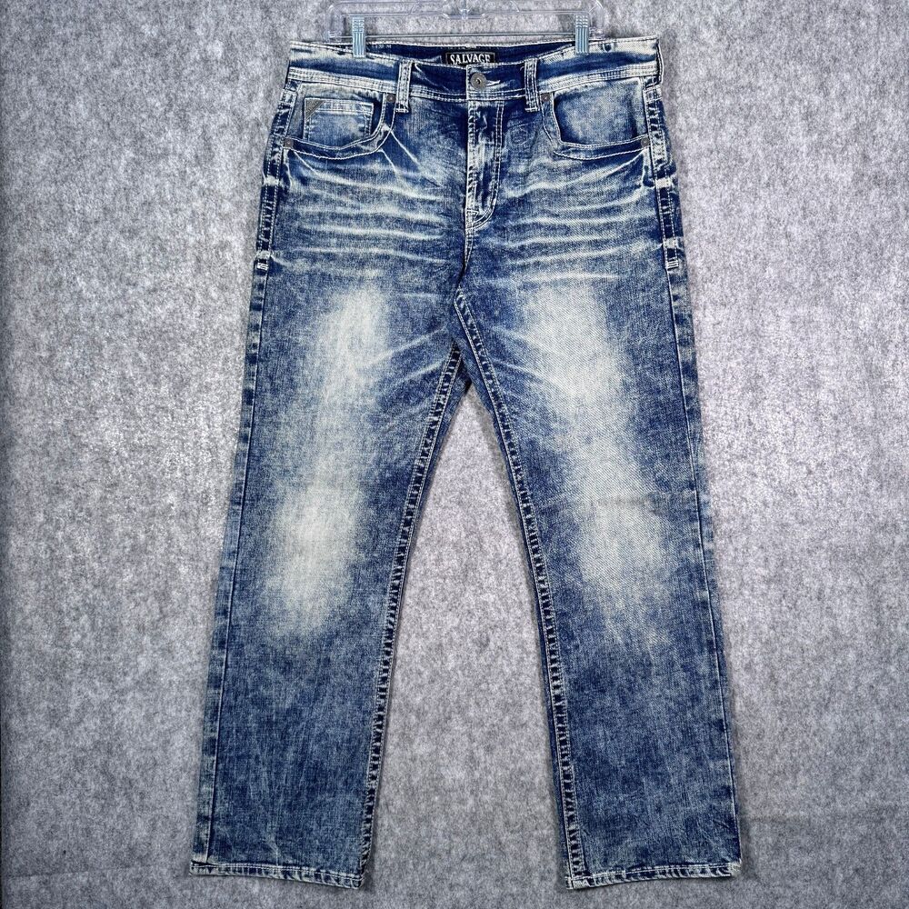 Salvage Anarchy Straight Relaxed Fit Jeans Mens 34R Blue